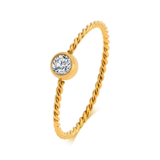 Concise delidate diamond stainless steel rings