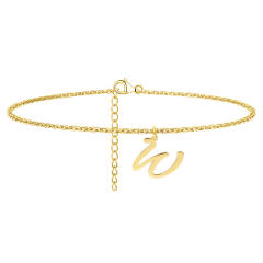 Simple initial letter charm stainless steel anklet