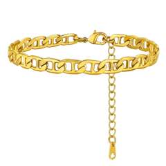 Hot sale cuban link chain initial letter charm stainless steel anklet