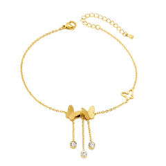 Korean fashion frosted butterfly stainless steel anklet