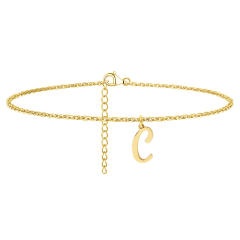 Simple initial letter charm stainless steel anklet