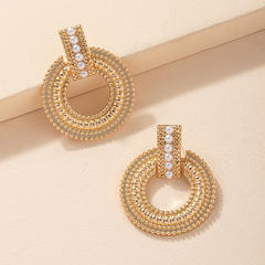 Concise chunky geometric circle pearl bead women earrings