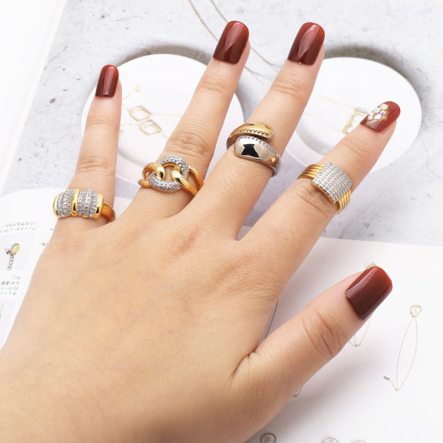 Personality mix color gold plated copper finger rings
