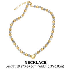 18KG chunky mix color ball bead heart gold plated copper necklace bracelet set