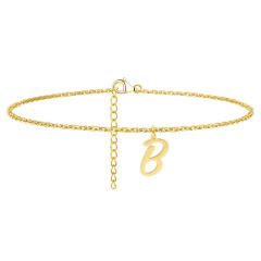Simple initial letter charm stainless steel anklet