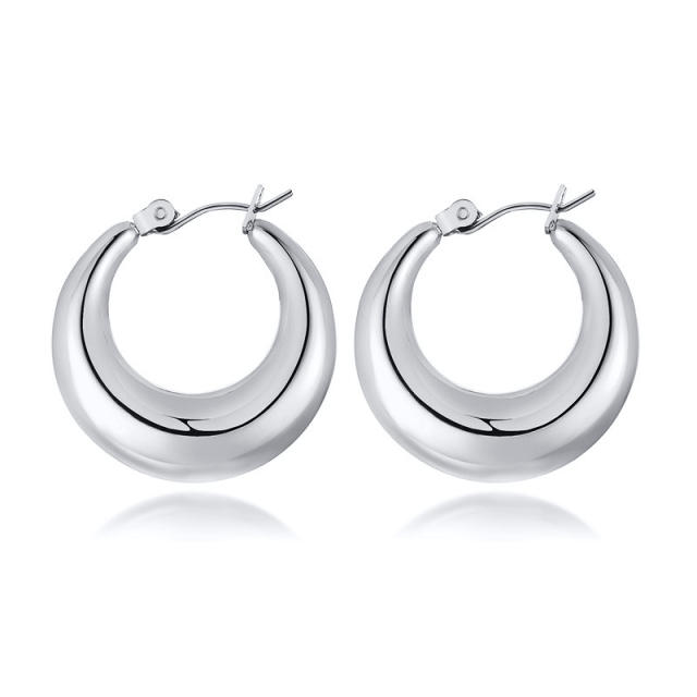 Chunky hoop hollow out stainless steel earrings