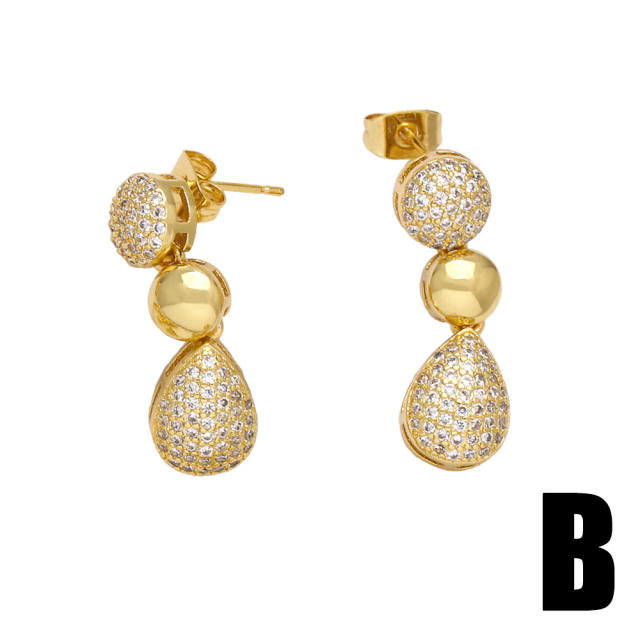 Chunky hot sale gold plated copper diamond dangle earrings