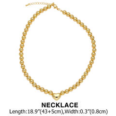 Hot sale chunky heart ball bead chain gold plated copper necklace bracelet set