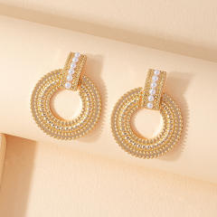 Concise chunky geometric circle pearl bead women earrings