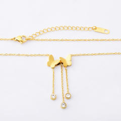 Korean fashion frosted butterfly stainless steel anklet