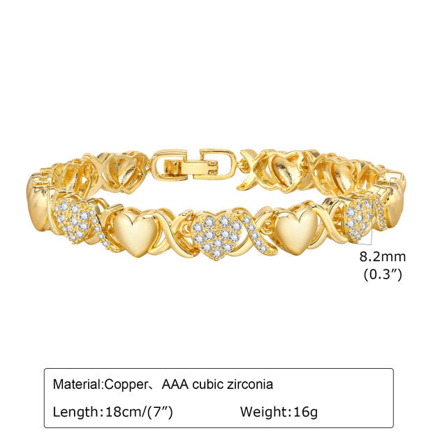 Hot sale diamond gold plated copper chain bracelet
