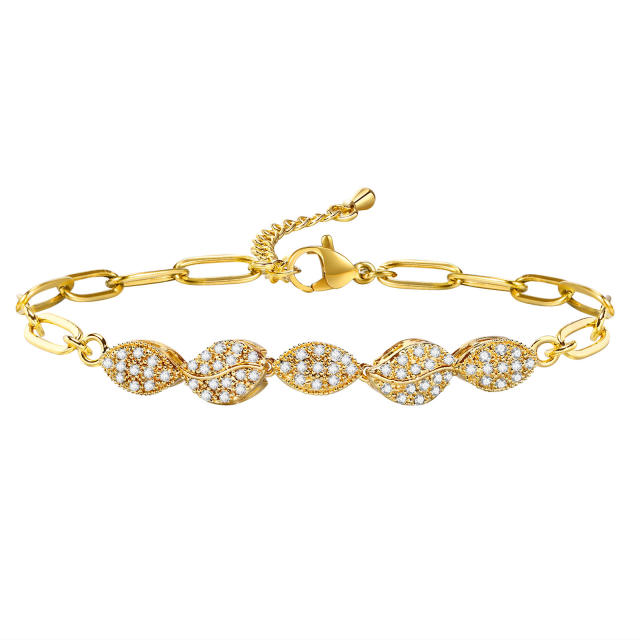 Delicate diamond gold plated copper women bracelet