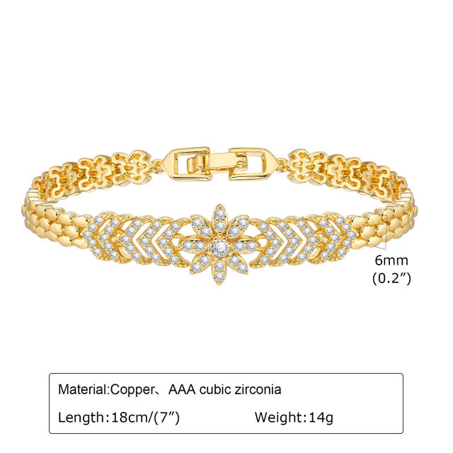 Hot sale diamond gold plated copper chain bracelet