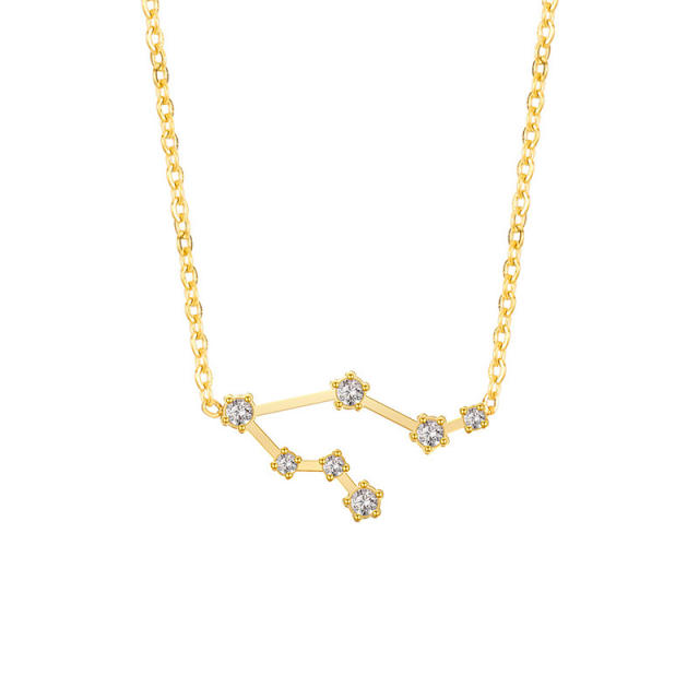 Dainty diamond zodiac symbol stainless steel necklace