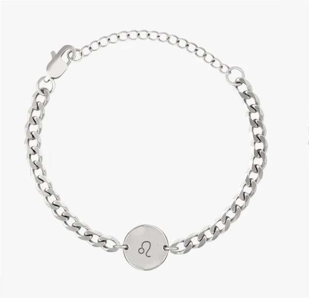 Hiphop stainless steel cuban link chain zodiac symbol bracelet for men