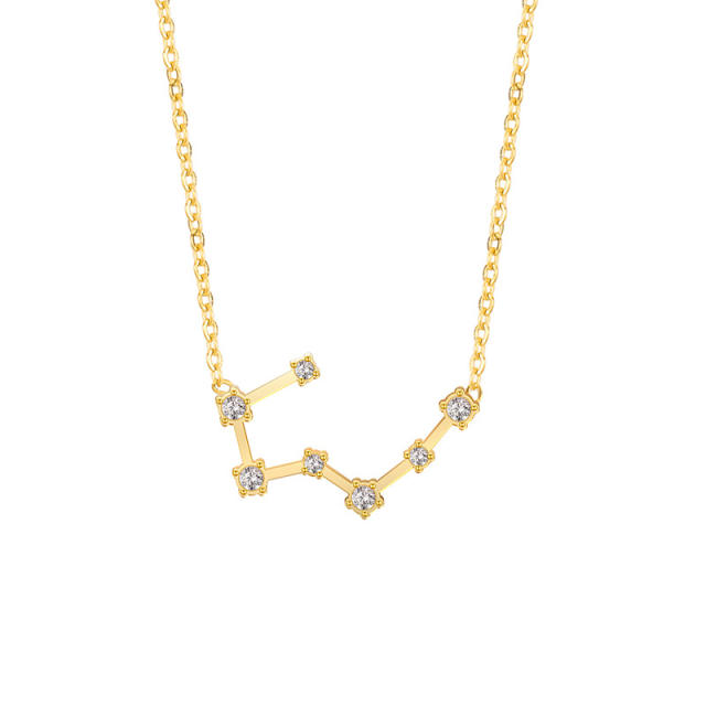 Dainty diamond zodiac symbol stainless steel necklace
