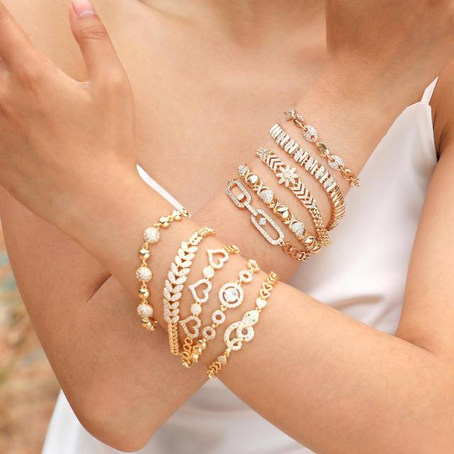 Hot sale diamond gold plated copper chain bracelet