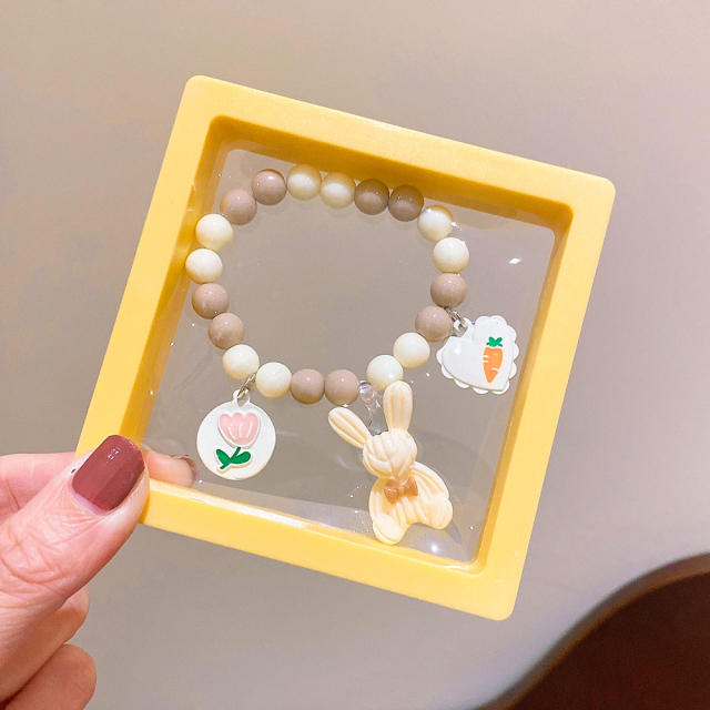 Cute unicorn colorful beaded jewelry bracelet set with display box
