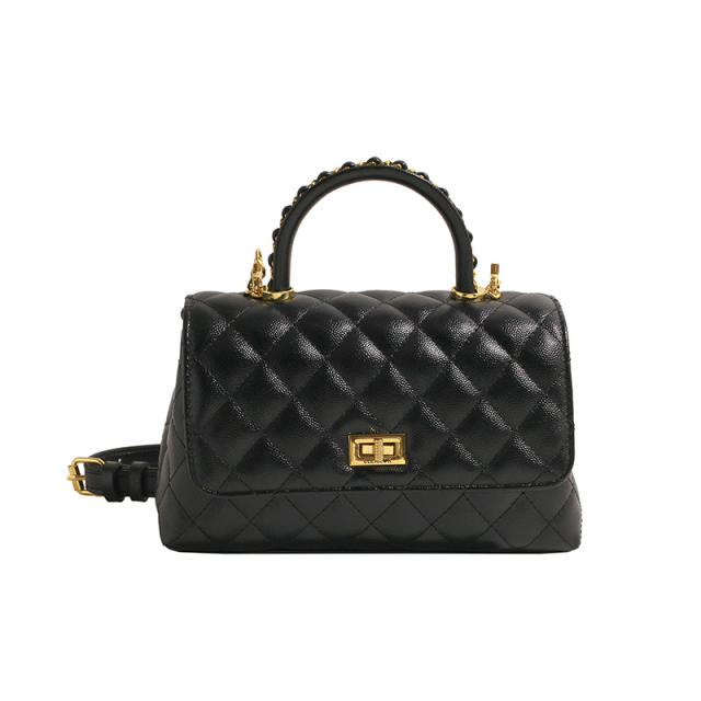 Classic hot sale quilted pattern handle chain bag