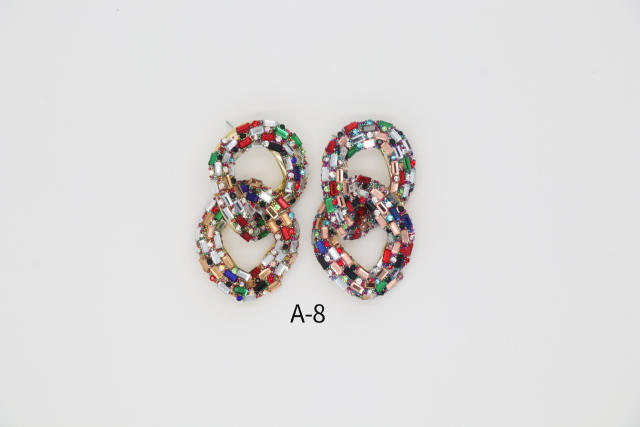 Luxury full of colorful glass crystal chain earrings