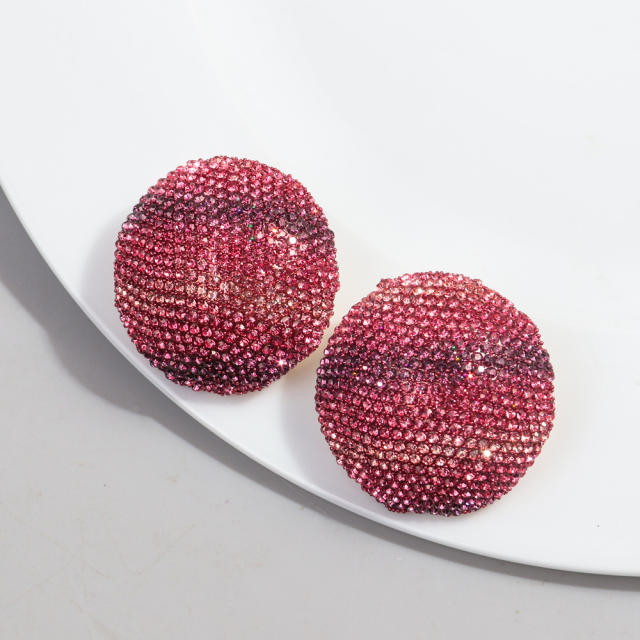 Hot sale colorful diamond round shape studs earrings