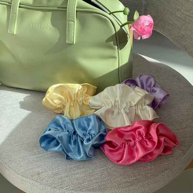 Y2K spring plain color satin scrunchies hair ties