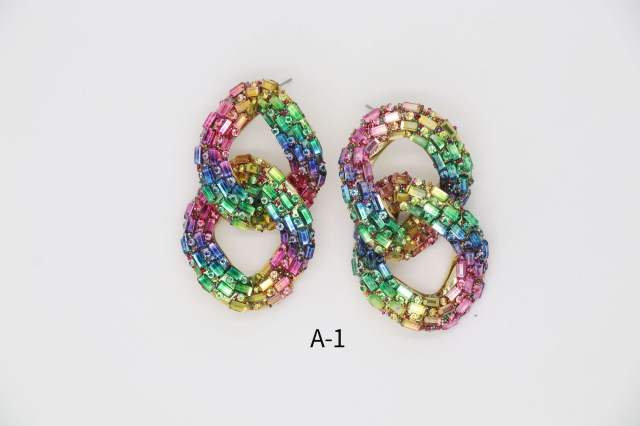 Luxury full of colorful glass crystal chain earrings