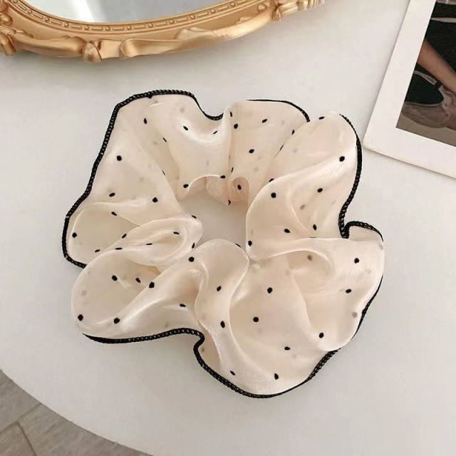Spring design black white polka dots scrunchies