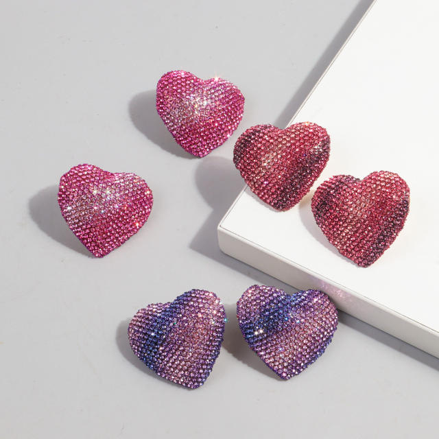 Hot sale chunky diamond heart women earrings