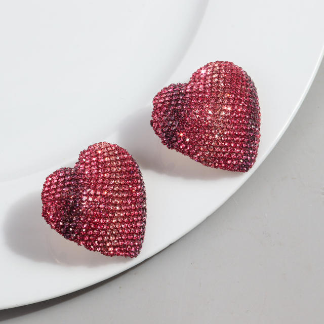 Hot sale chunky diamond heart women earrings