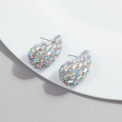 Hot sale waterdrop shape full diamond chunky earrings