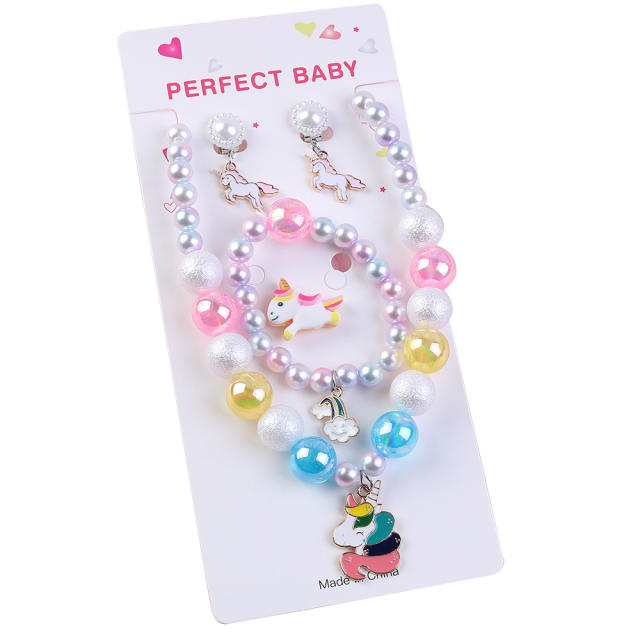 Ocean series fish tail cute necklace bracelet earrings rings set for kids