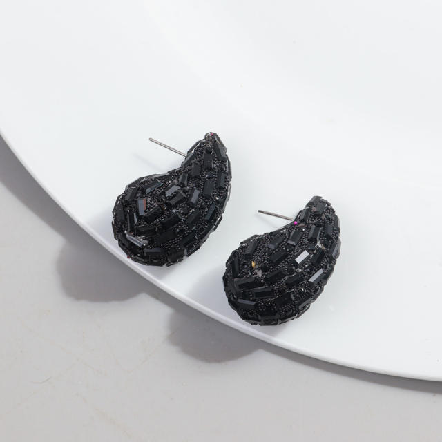 Hot sale waterdrop shape full diamond chunky earrings