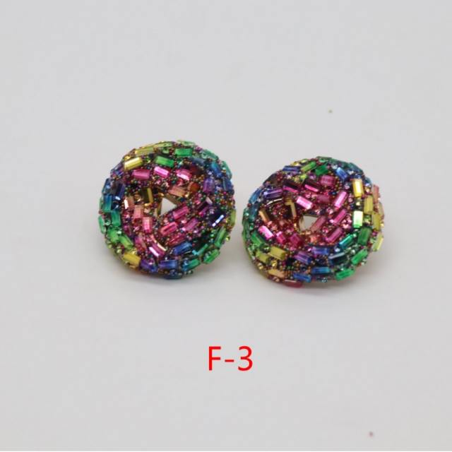 Luxury full of colorful glass crystal round shape women earrings