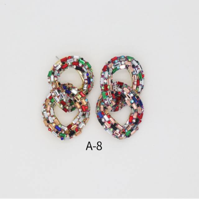 Luxury full of colorful glass crystal chain earrings