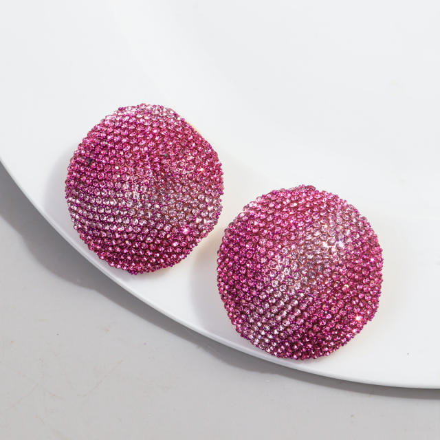 Hot sale colorful diamond round shape studs earrings