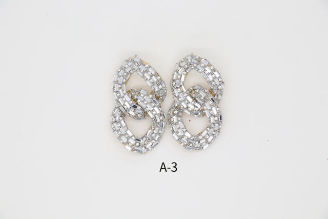 Luxury full of colorful glass crystal chain earrings