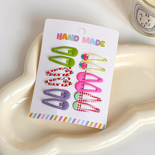 Cute candy color snap hair clips set for kids