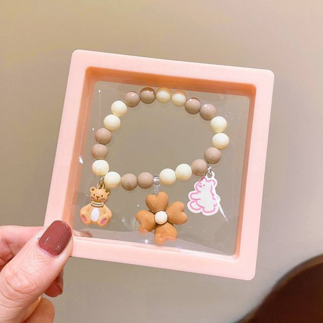Cute unicorn colorful beaded jewelry bracelet set with display box