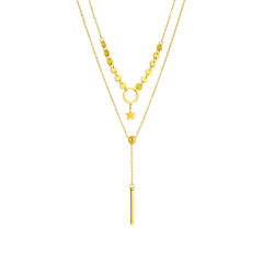 Elegant two layer bar pendant star stainless steel dainty necklace