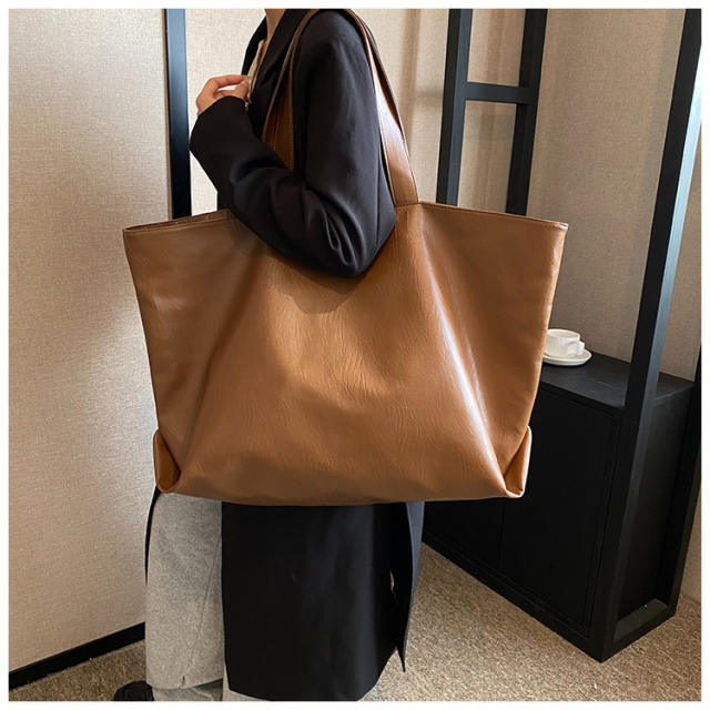 Casual large capacity easy match PU leather women tote bag