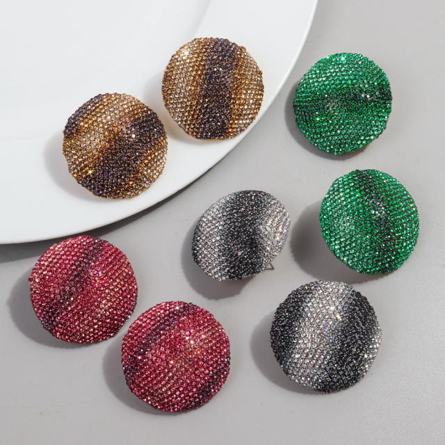 Hot sale colorful diamond round shape studs earrings