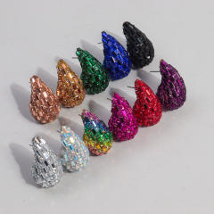 Hot sale waterdrop shape full diamond chunky earrings