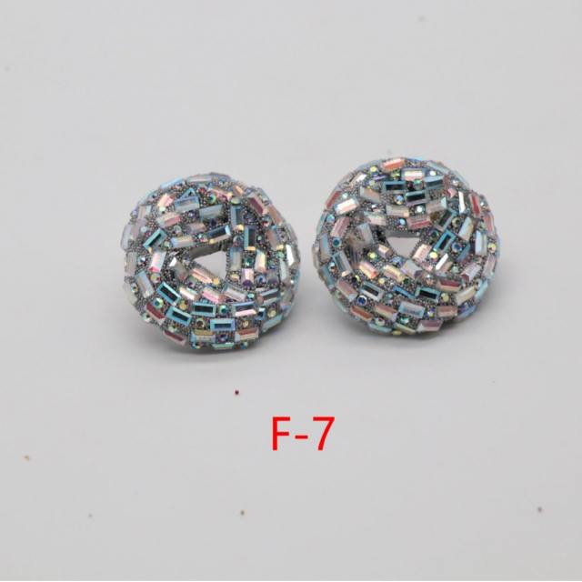 Luxury full of colorful glass crystal round shape women earrings
