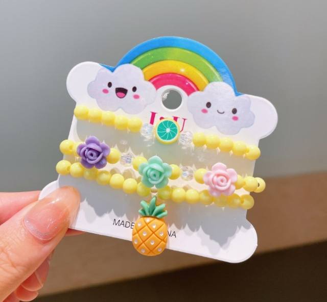 Cute summer candy color beaded bracelet set for kids