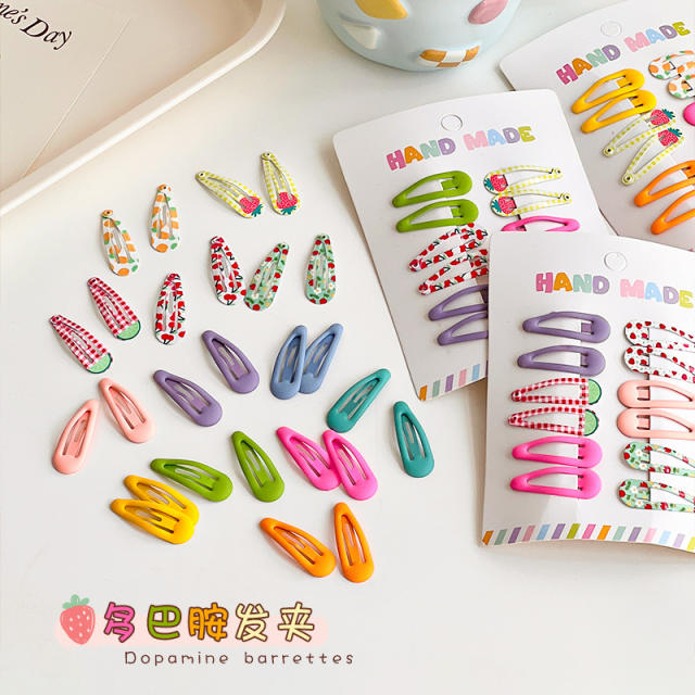 Cute candy color snap hair clips set for kids