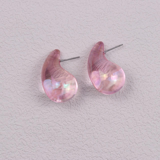 Summer colorful clear acryli water drop studs earrings