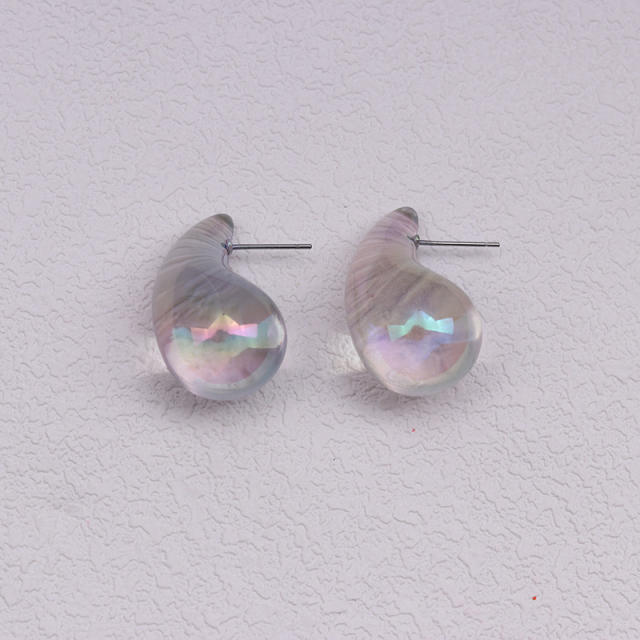 Summer colorful clear acryli water drop studs earrings