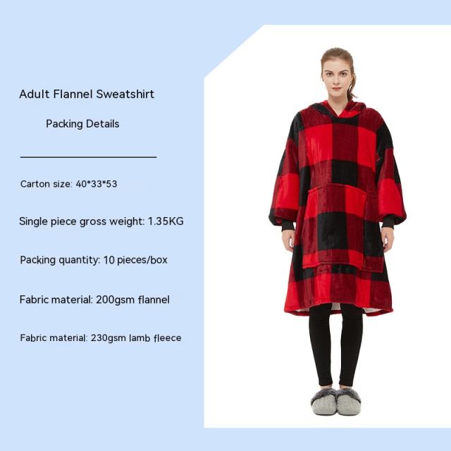 Top quality double layer warm Flannel lamb cashmere blanket sweatshirt
