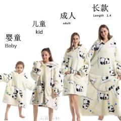 Winter design cartoon printing Thickened flannel hooded pajamas blanket sweatshirt
